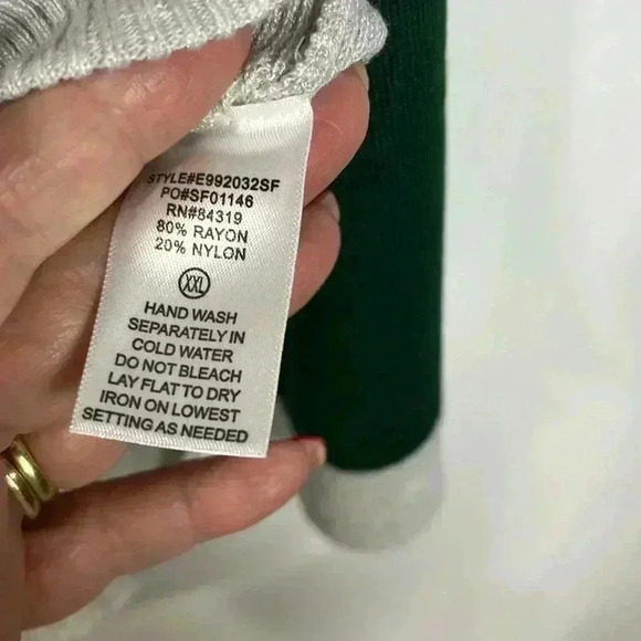 Evolution Womens Hoodie XXL Forest Green Gray Waffle Knit Pullover Hi-Lo Hem New - Picture 9 of 13